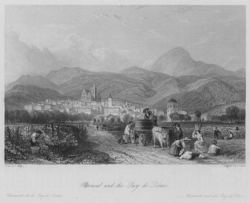 Clermont ve Puy-de-Dome (gravür) by Thomas (after) Allom