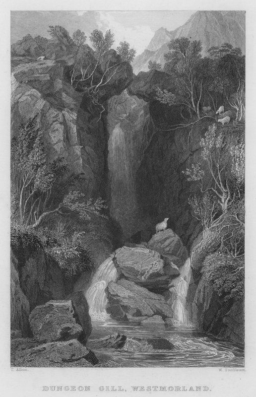 Dungeon Gill, Westmorland (gravür) by Thomas (after) Allom