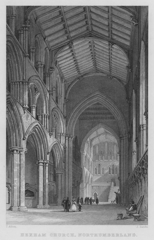 Hexham Kilisesi, Northumberland (gravür) by Thomas (after) Allom