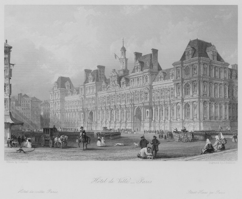 Hotel de Ville, Paris (gravür) by Thomas (after) Allom