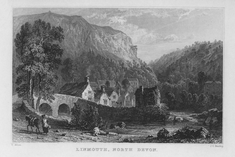 Lynmouth, Kuzey Devon (gravür) by Thomas (after) Allom