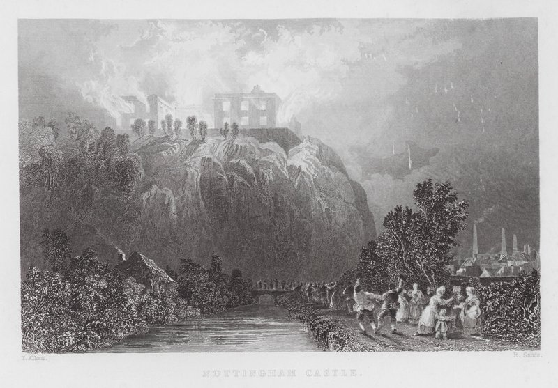 Nottingham Kalesi (gravür) by Thomas (after) Allom