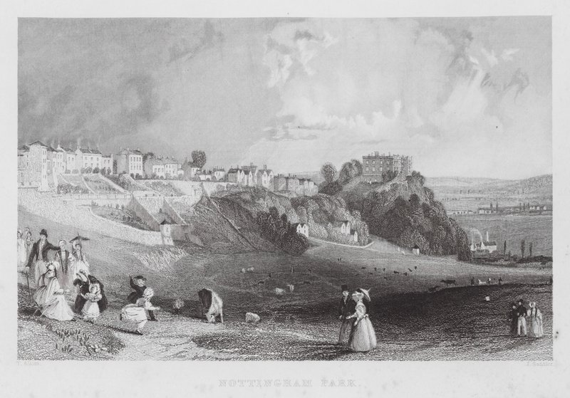 Nottingham Parkı (gravür) by Thomas (after) Allom
