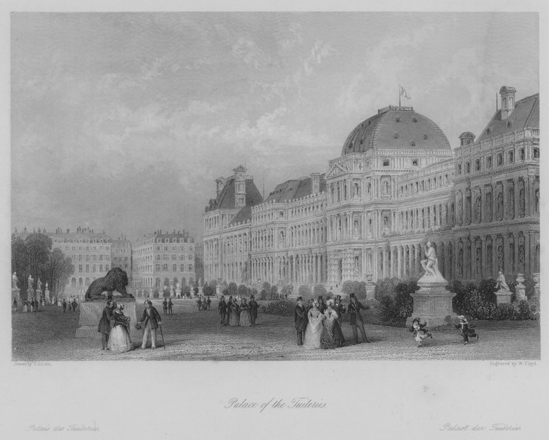 Tuileries Sarayı (gravür) by Thomas (after) Allom
