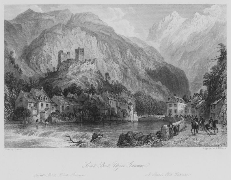 Saint Beat, Yukarı Garonne (gravür) by Thomas (after) Allom