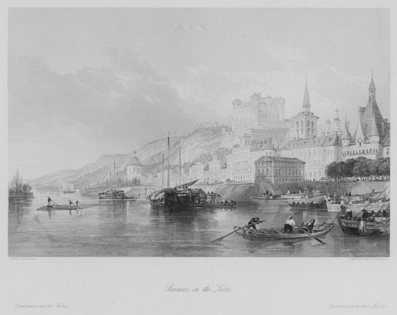 Saumur, Loire üzerinde (gravür) by Thomas (after) Allom