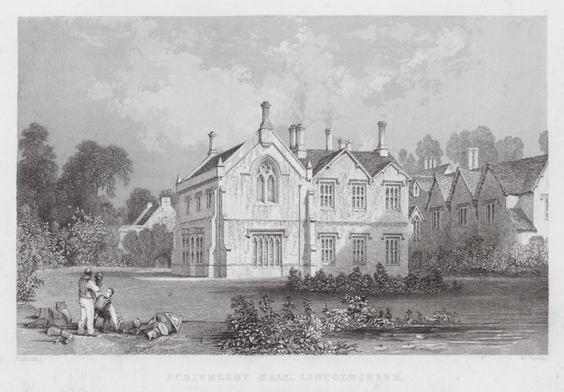 Scrivelsby Hall, Lincolnshire (gravür) by Thomas (after) Allom