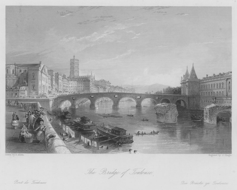 Toulouse Köprüsü (gravür) by Thomas (after) Allom