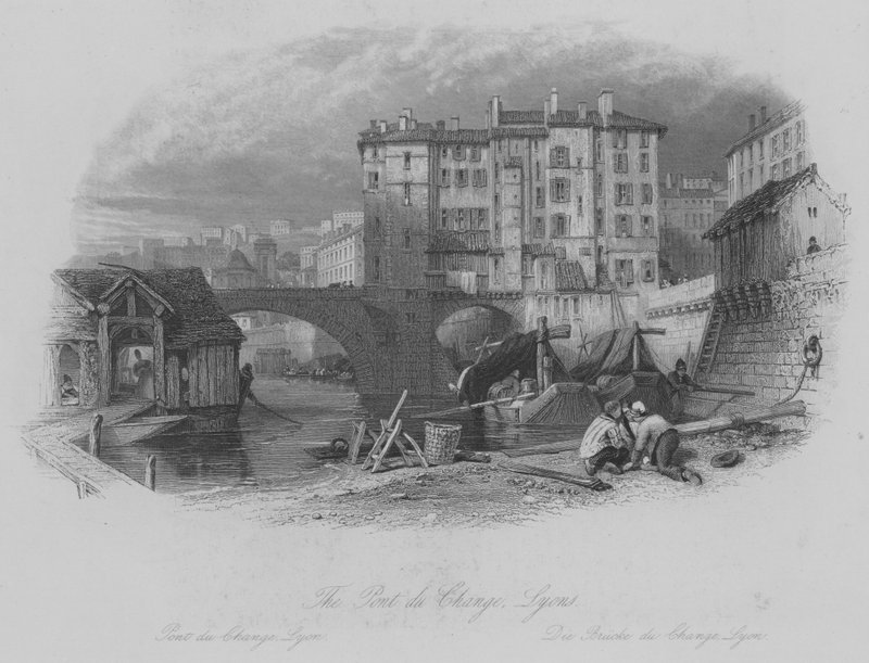 Pont du Change, Lyon (gravür) by Thomas (after) Allom