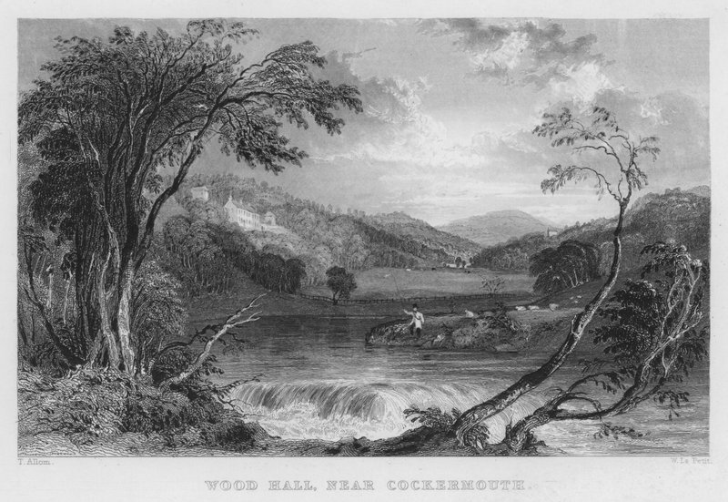 Cockermouth yakınlarındaki Ahşap Salon (gravür) by Thomas (after) Allom