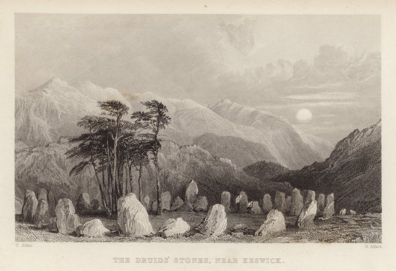 ಕೆಸ್ವಿಕ್ ಟರ್ಕ್ ಬಳಿಯ ಡ್ರುಯಿಡ್ಸ್ ಸ್ಟೋನ್ by Thomas Allom