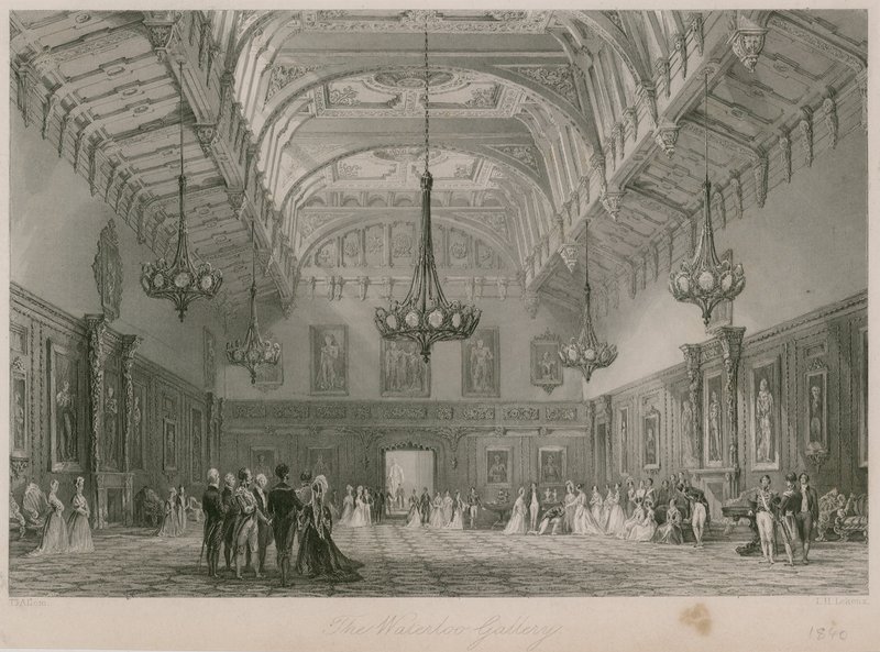 Waterloo Galerisi, Buckingham Sarayı. 1840 yayınlandı by Thomas Allom