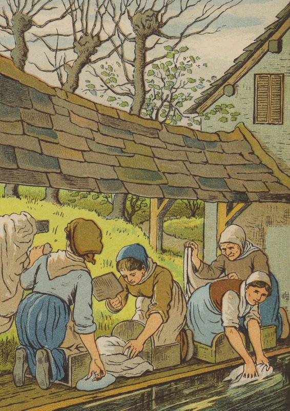 Caen: çamaşırcı kadınlar (renkli taş) by Thomas Crane