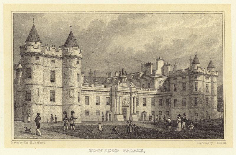 Holyrood Sarayı (gravür) by Thomas Hosmer (after) Shepherd