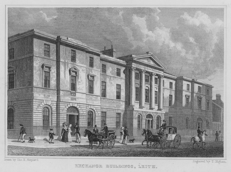 Değişim Binaları, Leith (gravür) by Thomas Hosmer Shepherd