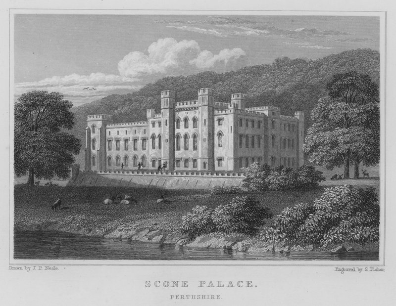 Scone Sarayı, Perthshire (gravür) by Thomas Hosmer Shepherd