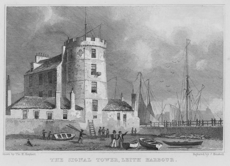 Sinyal Kulesi, Leith Harbour (gravür) by Thomas Hosmer Shepherd