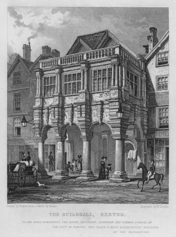 Guildhall, Exeter (gravür) by Thomas Mann (after) Baynes