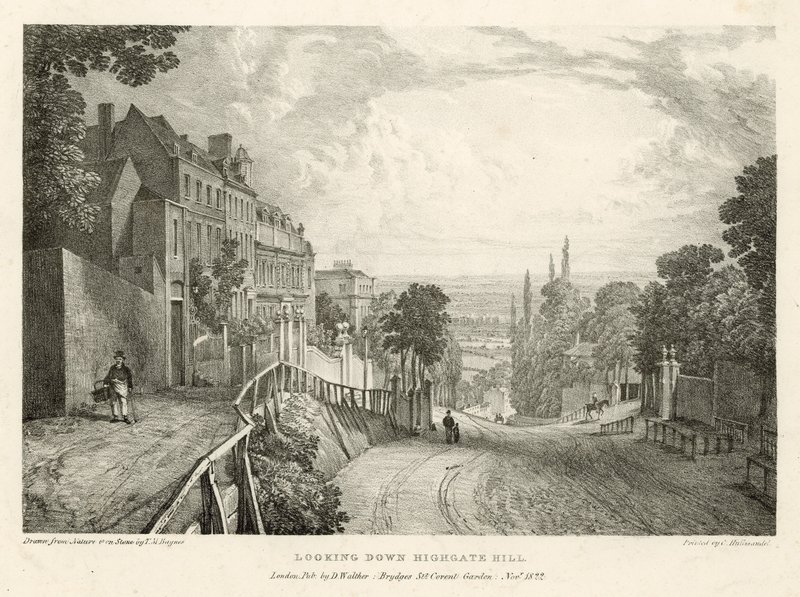 Highgate Hill, Londra aşağı bakıyor by Thomas Mann Baynes