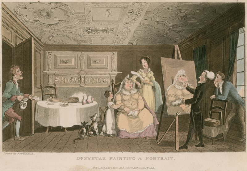 Dr Syntax painting a portrait  by Thomas Rowlandson