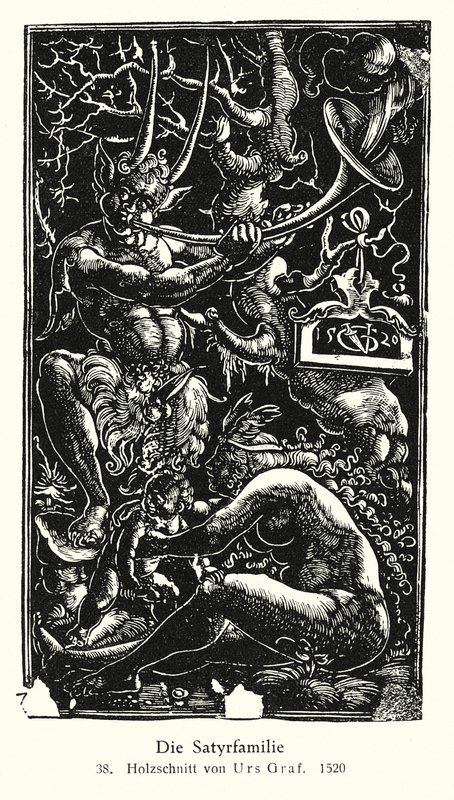 Satyr ailesi (tahta baskı) by Urs  Graf