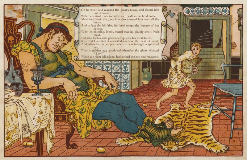 Jack ve fasulye sapı (renkli taş) by Walter Crane