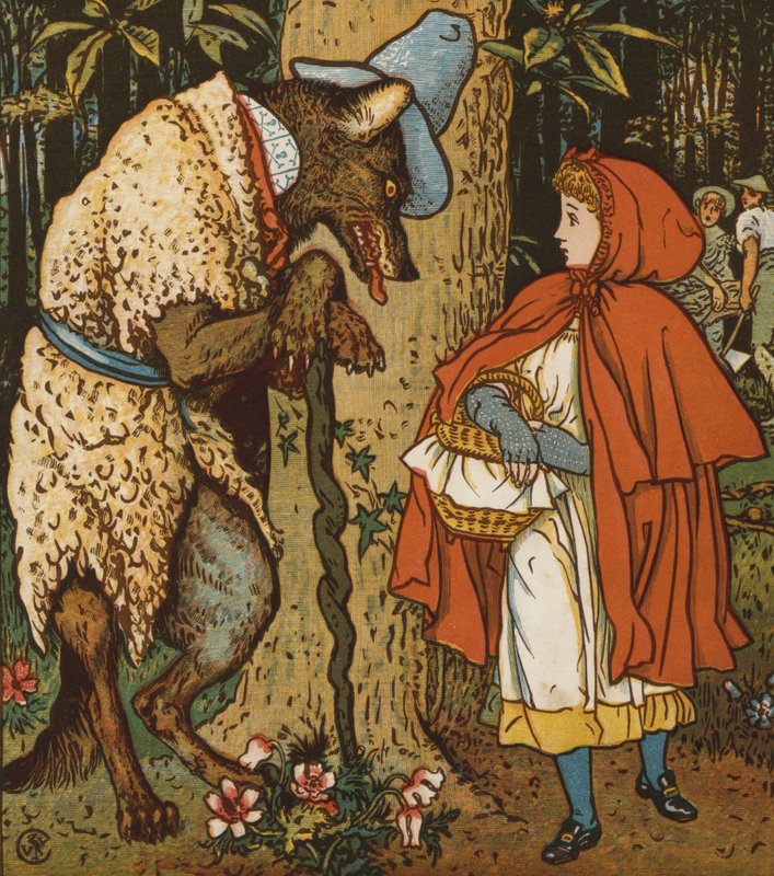 Kırmızı Başlıklı Kız (renkli taş) by Walter Crane