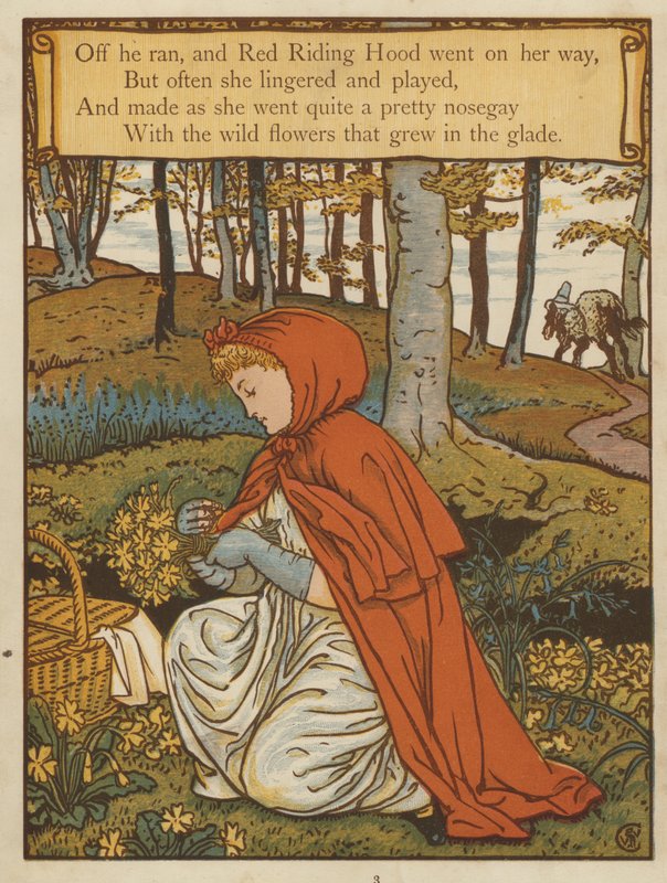 Kırmızı Başlıklı Kız (renkli taş) by Walter Crane