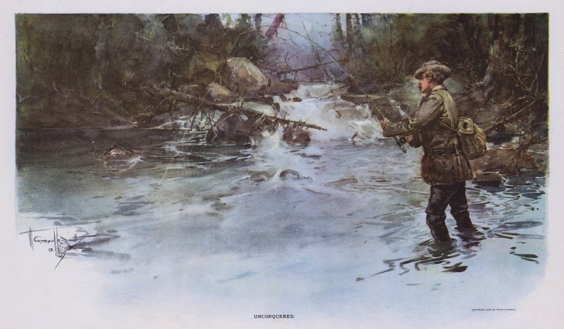 Fethedilmemiş: olta balıkçılığı sahnesi (renkli taş) by Walter Granville Smith