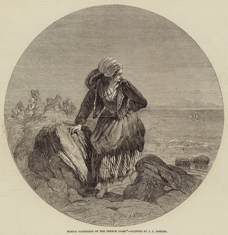 Fransız Sahilinde Kas Toplayıcılar by William James Linton