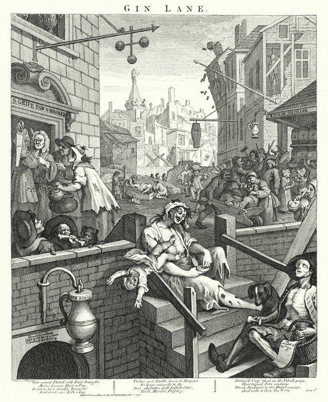 Cin Lane (gravür) by William (after) Hogarth