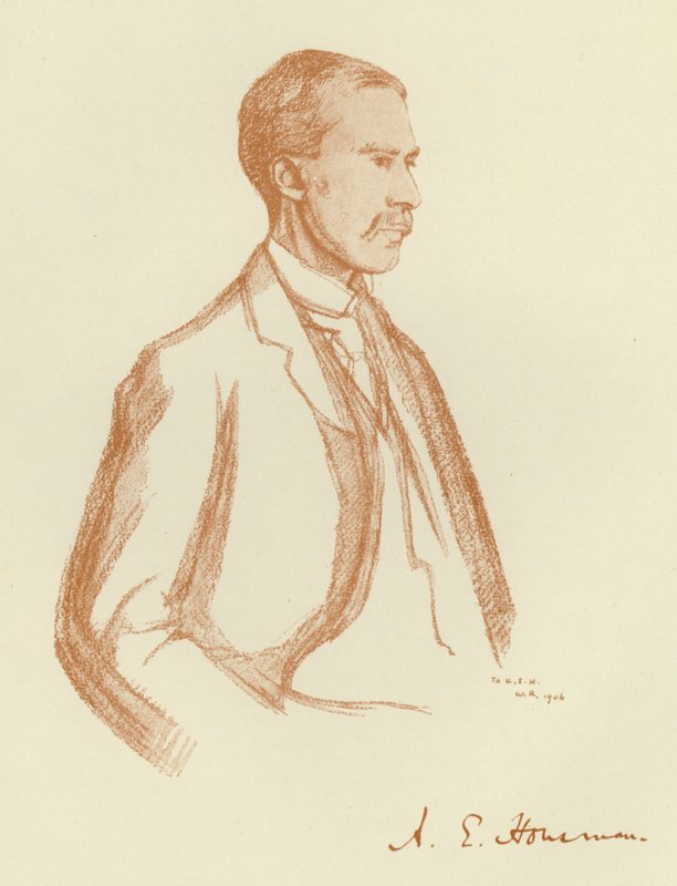 AE Housman, portre (lito) by William (after) Rothenstein