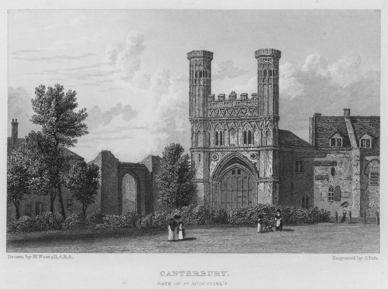 Canterbury, Aziz Augustine Kapısı (gravür) by William (after) Westall