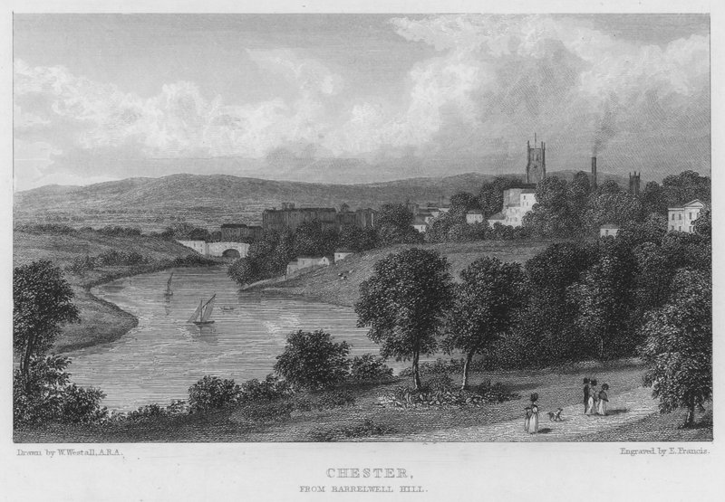 Chester, Barrelwell Hill'den (gravür) by William (after) Westall