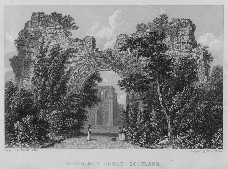 Dryburgh Manastırı, İskoçya (gravür) by William (after) Westall