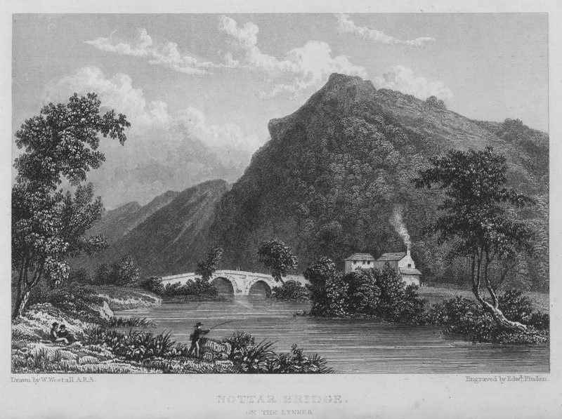 Nottar Köprüsü, Lynher üzerinde (gravür) by William (after) Westall