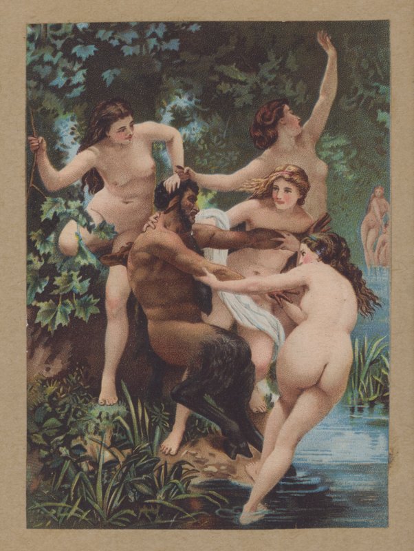 Satyr ve periler (chromolitho) by William Adolphe (after) Bouguereau