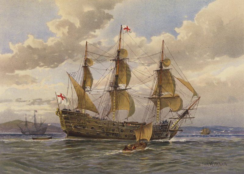 Savaş gemisi, yaklaşık 1650 by William Frederick Mitchell