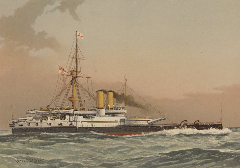 HMS Victoria, 1. sınıf savaş gemisi by William Frederick Mitchell