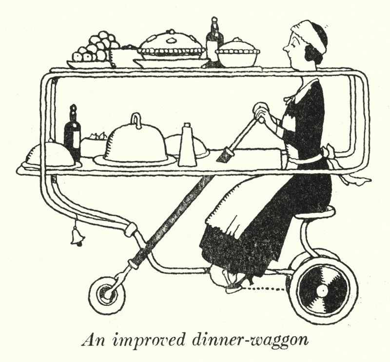 Geliştirilmiş bir akşam yemeği vagonu (lito) by William Heath Robinson