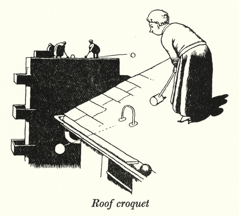 Çatı kroketi (lito) by William Heath Robinson