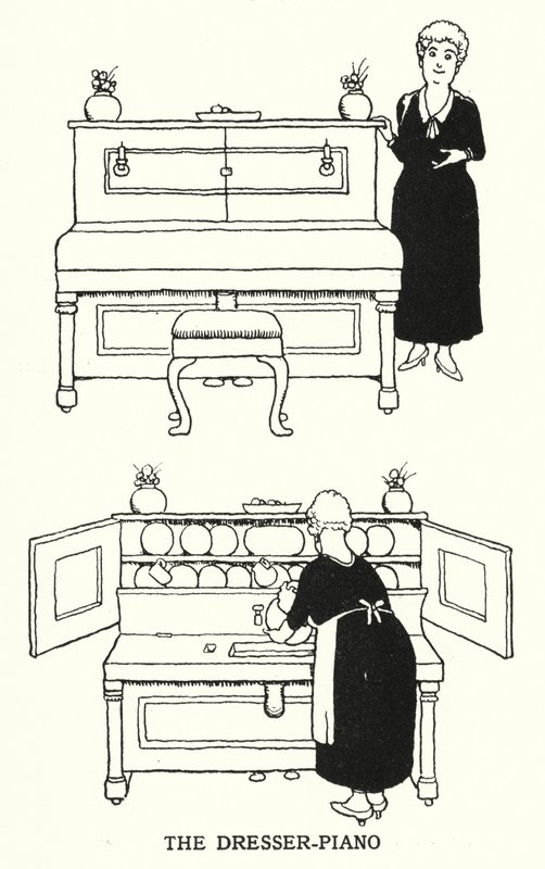 The Dresser-Piyano (lito) by William Heath Robinson