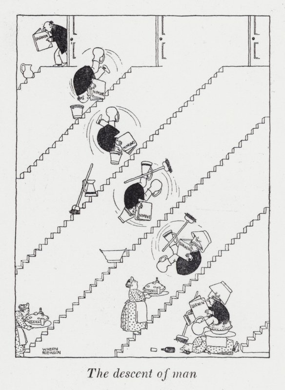 İnsanın inişi (lito) by William Heath Robinson