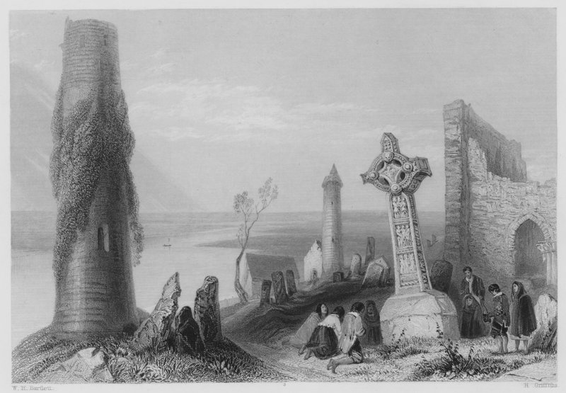 Antik Haç, Clonmacnoise (gravür) by William Henry (after) Bartlett