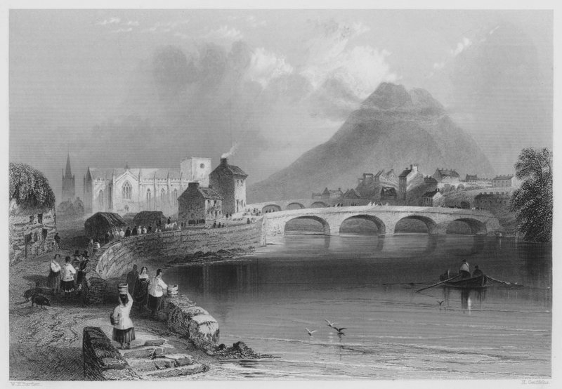Ballina, County Mayo (gravür) by William Henry (after) Bartlett
