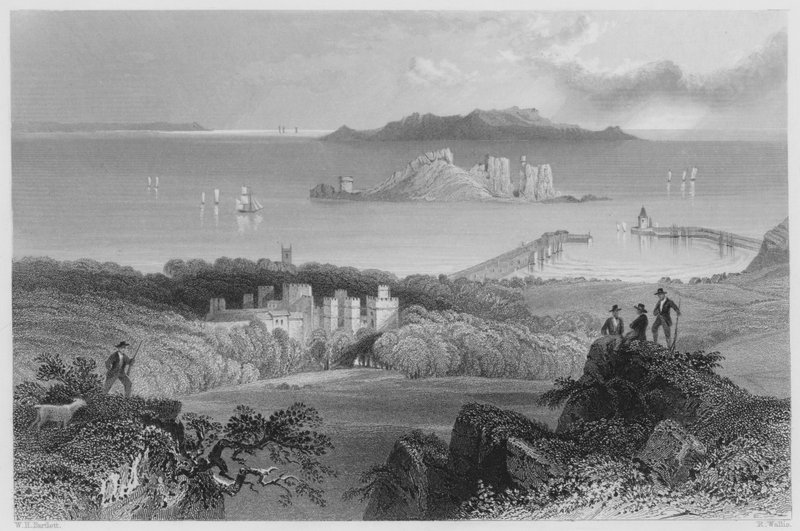 Howth Kalesi (gravür) by William Henry (after) Bartlett