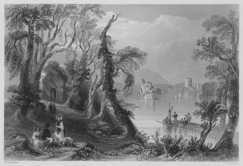 Innisfallen, Killarney Gölü (gravür) by William Henry (after) Bartlett