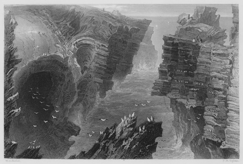 Kabartma Deliği, Kilkee yakınında (gravür) by William Henry (after) Bartlett