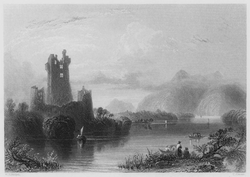 Ross Kalesi, Killarney (gravür) by William Henry (after) Bartlett