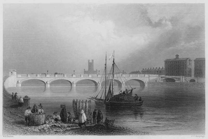 Wellesley Köprüsü, Limerick (gravür) by William Henry (after) Bartlett